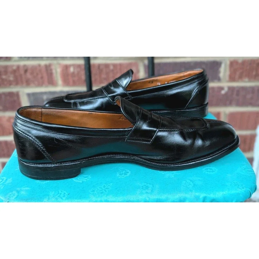 Allen Edmonds Glasgow Black Leather Split Toe Slip On Loafers- Men Size 14B